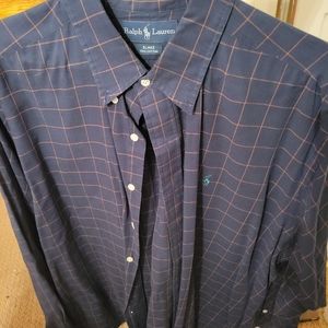 Ralph Lauren Blake button down dark blue plaid size XL